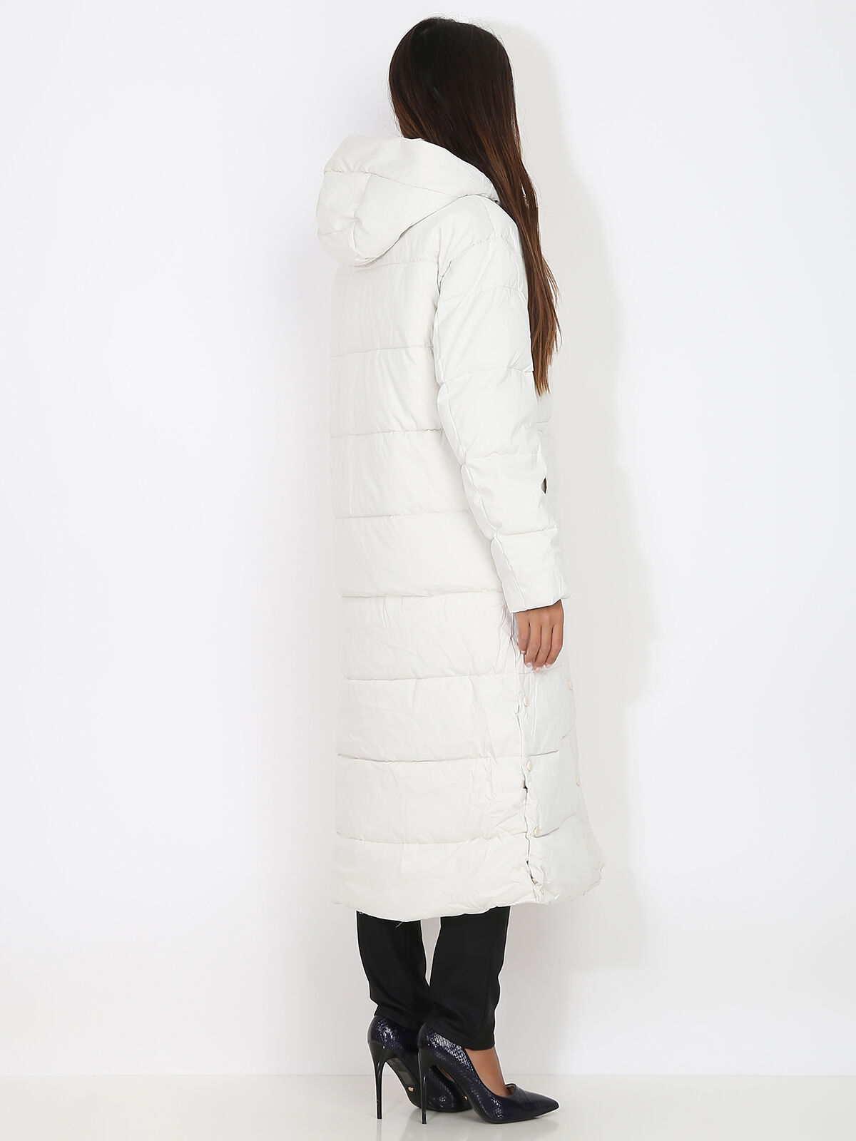 Longue doudoune oversize à capuche- Beige