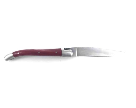 Laguiole 9 cm - 2 mitres - Tissu Compressé Rouge Couteau de Poche Forge de Laguiole