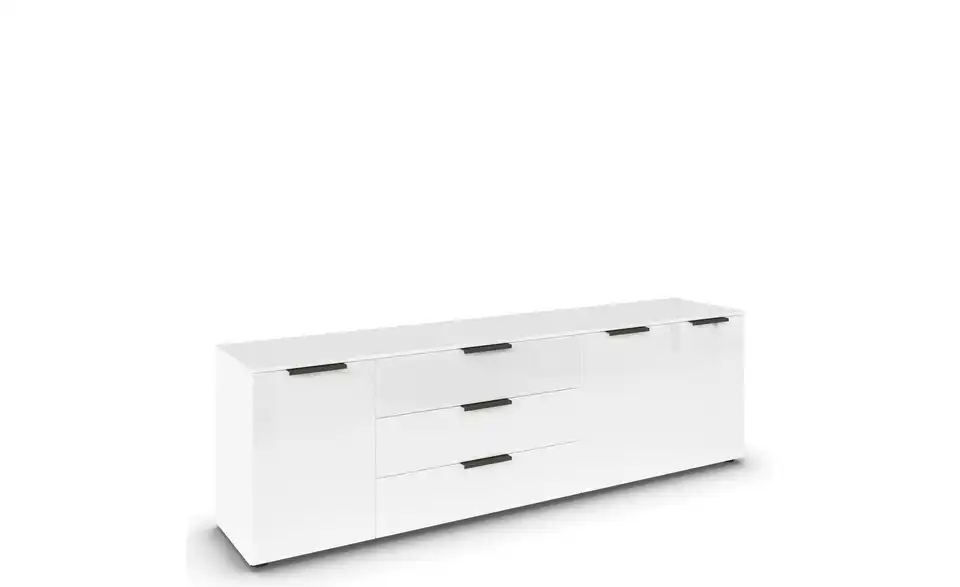 Sideboard Weiß Front: Glas, Oberboden: Dekor Weiß Graphit