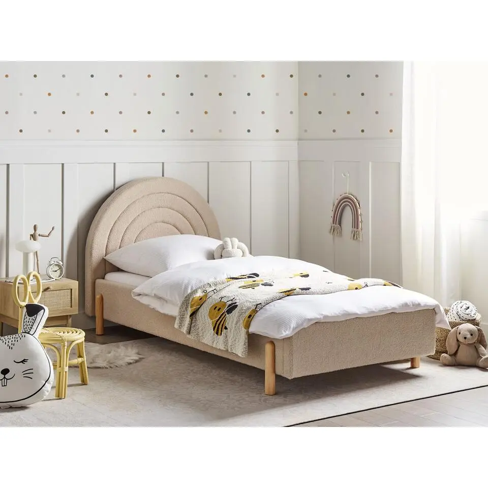 ANET - Bed - Beige - 90 x 200 cm - Bouclé