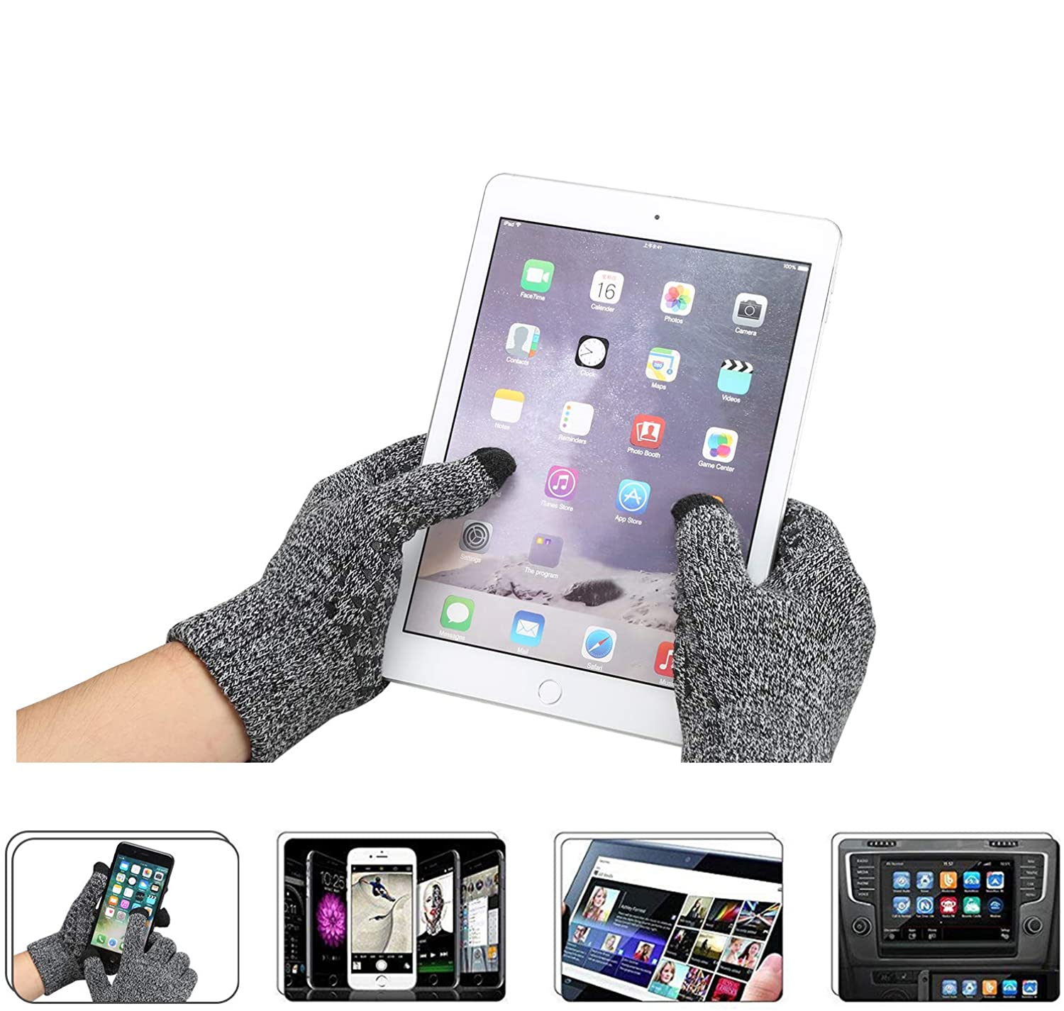 (1 Paar) Kapazitive Touchscreen Handschuhe Damen Accessoire (One Size) für Smartphone / Tablet - Schwarz