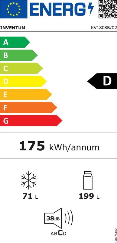 Inventum KV1808B Koel-Vriescombinatie - Zwart - 270 Liter - Vrijstaand