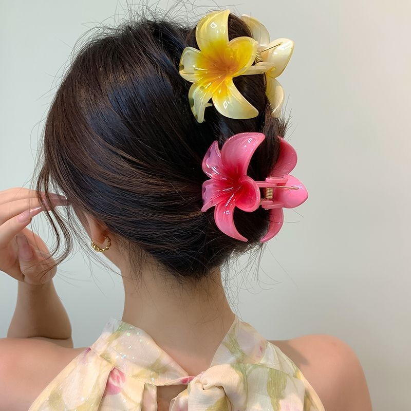 (8cm) Haarspange Klammer Krallen Clip Haar Accessoire Blume - Gelb