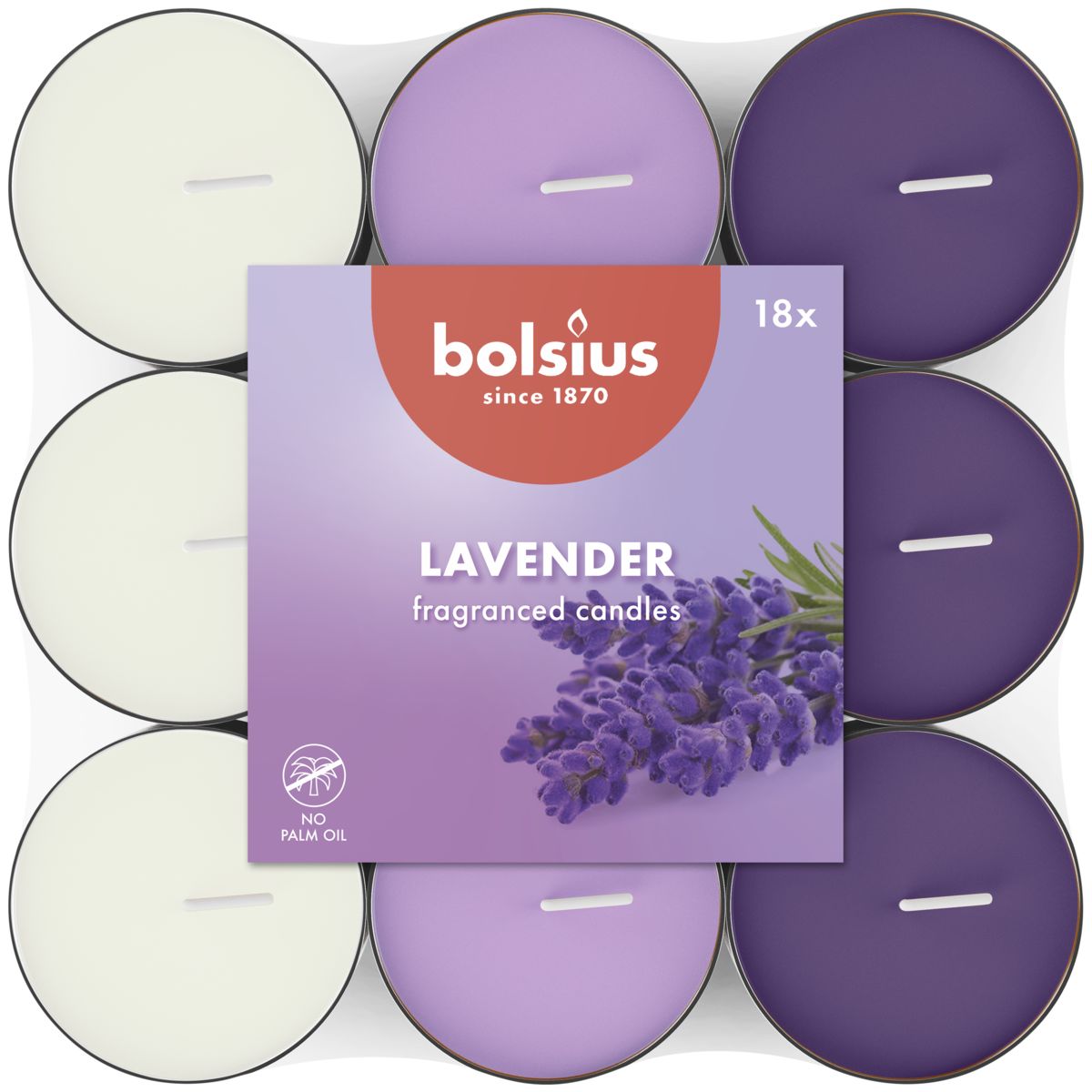 Bolsius Geurtheelicht 3,5U Lavender Pack  (18 stuks)