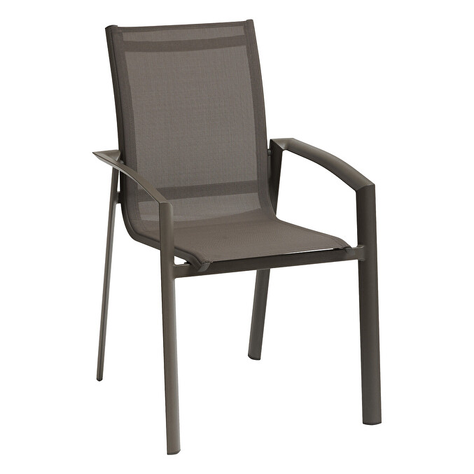 Ensemble table de jardin extensible AXIOME Effet bois + 10 fauteuils AXANT Praline