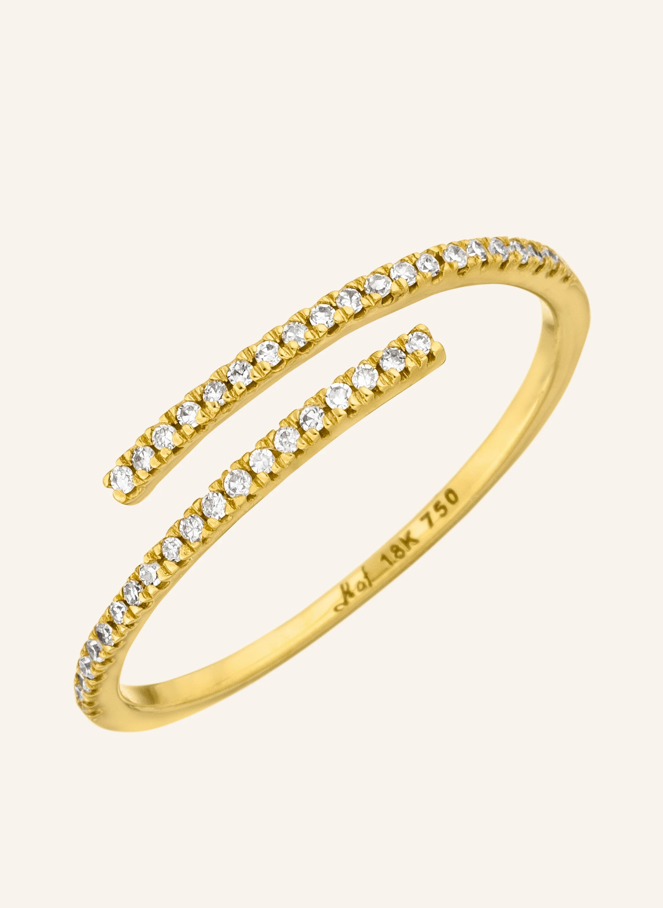 Leaf Ring OPEN aus 18 Karat Gelbgold mit Diamanten