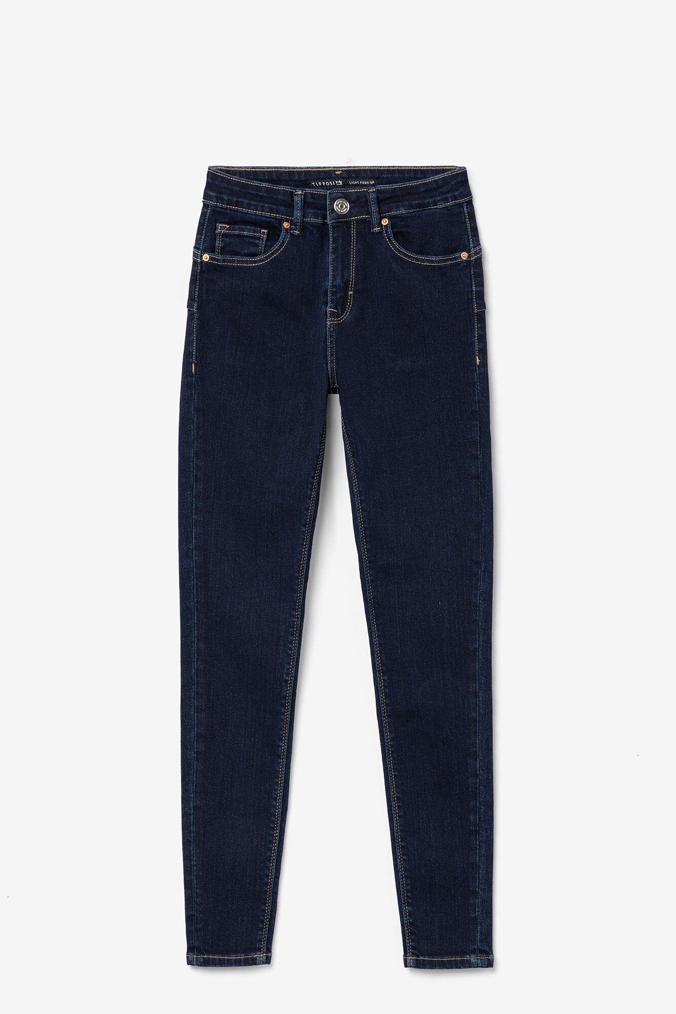 Calça jeans skinny de cintura média com efeito push-up leve