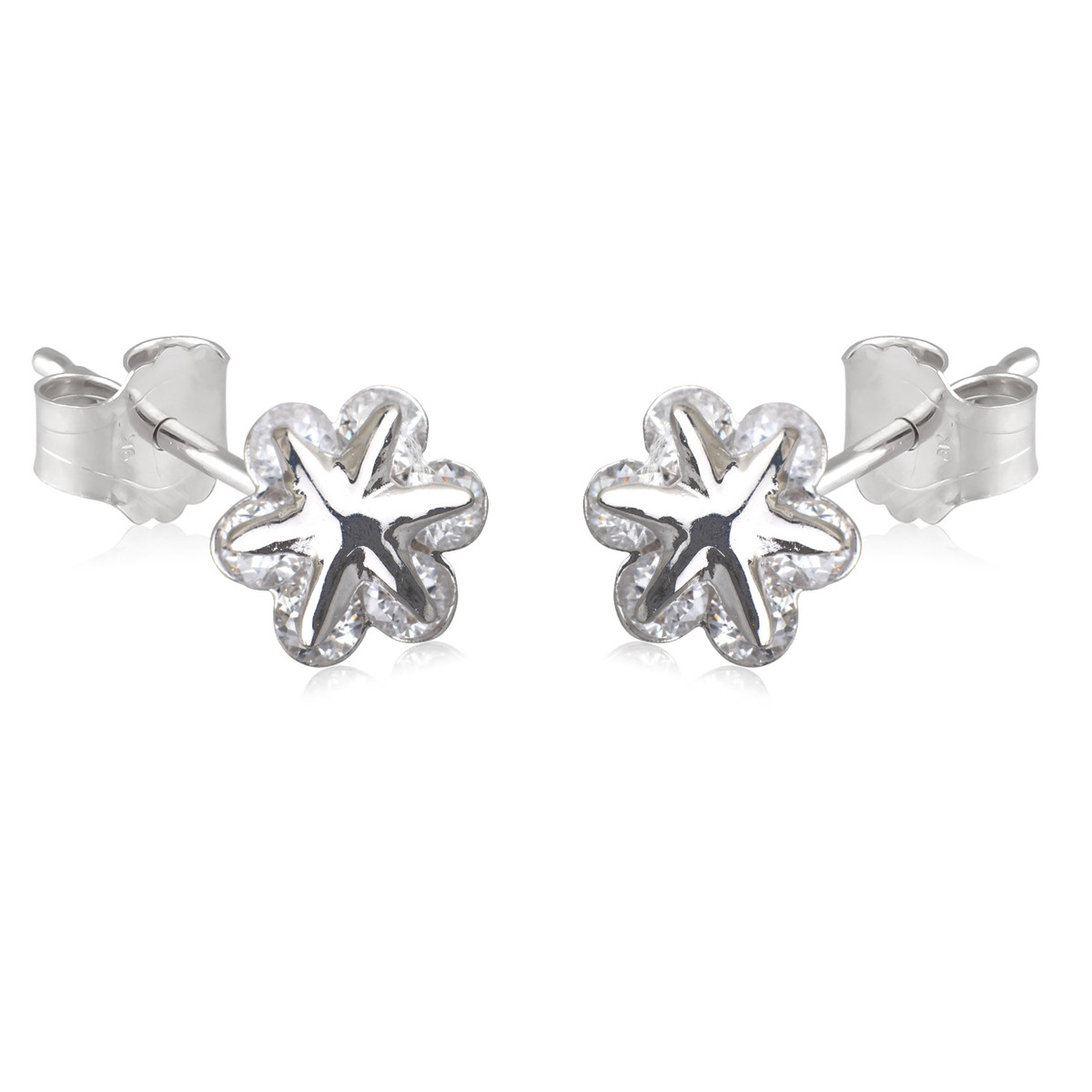 Boucles d'oreille argent petite étoile avec cubic zirconia