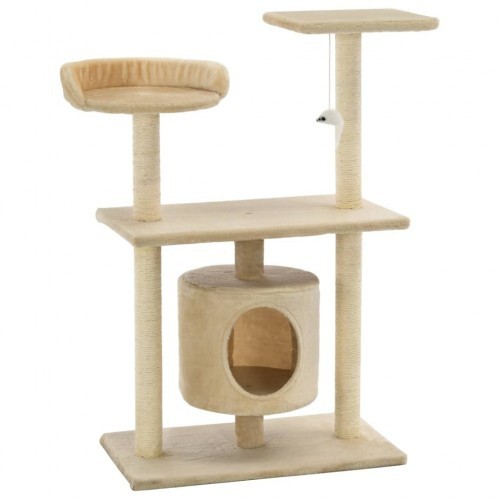 Poste de sisal bege para arranhar