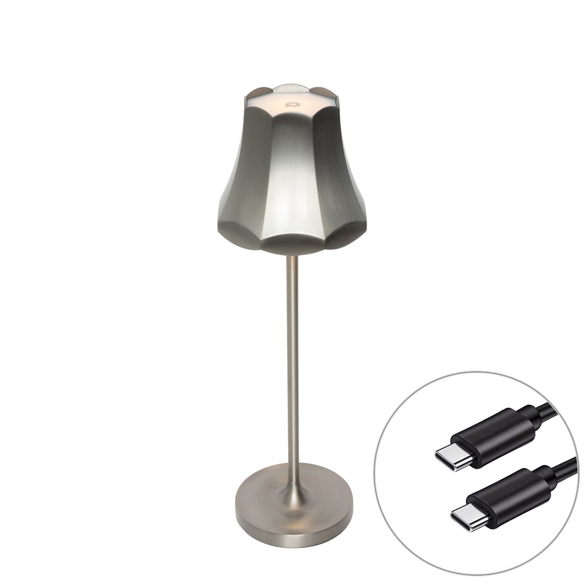 Retro tafellamp gunmetal oplaadbaar IP44 - Granny