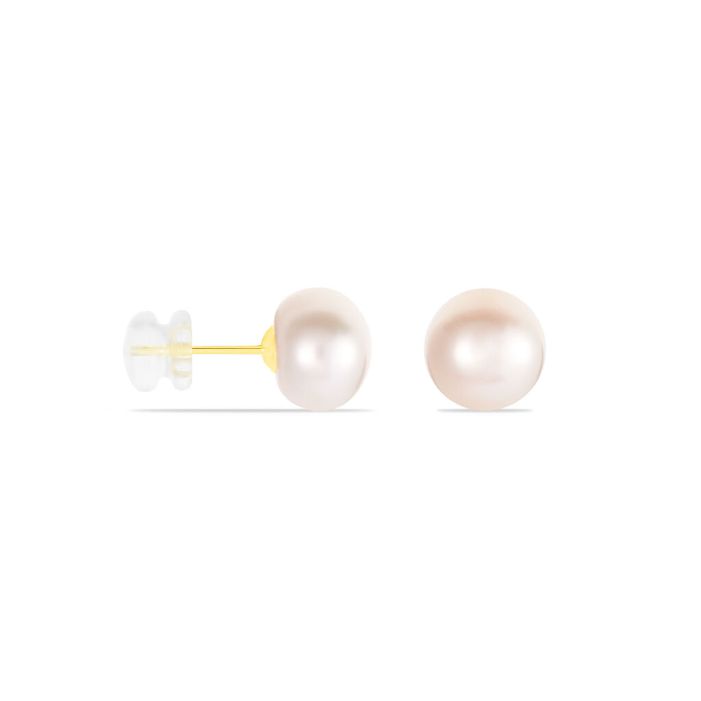 Boucles D'oreilles Puces Ursulina Or Jaune Perle De Culture