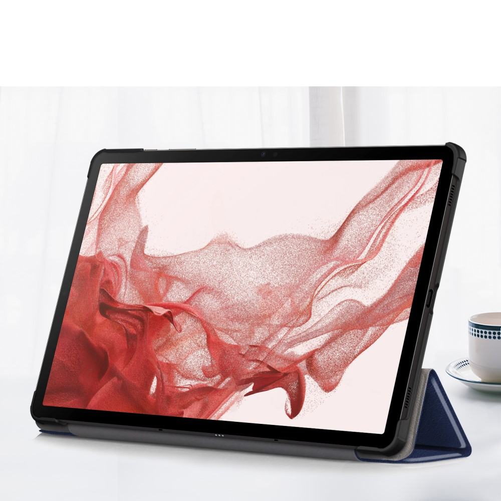 Samsung Galaxy Tab S9  Plus Leder Tasche Smart Cover Hülle Litchi Look   S-Pen Halterung - Blau
