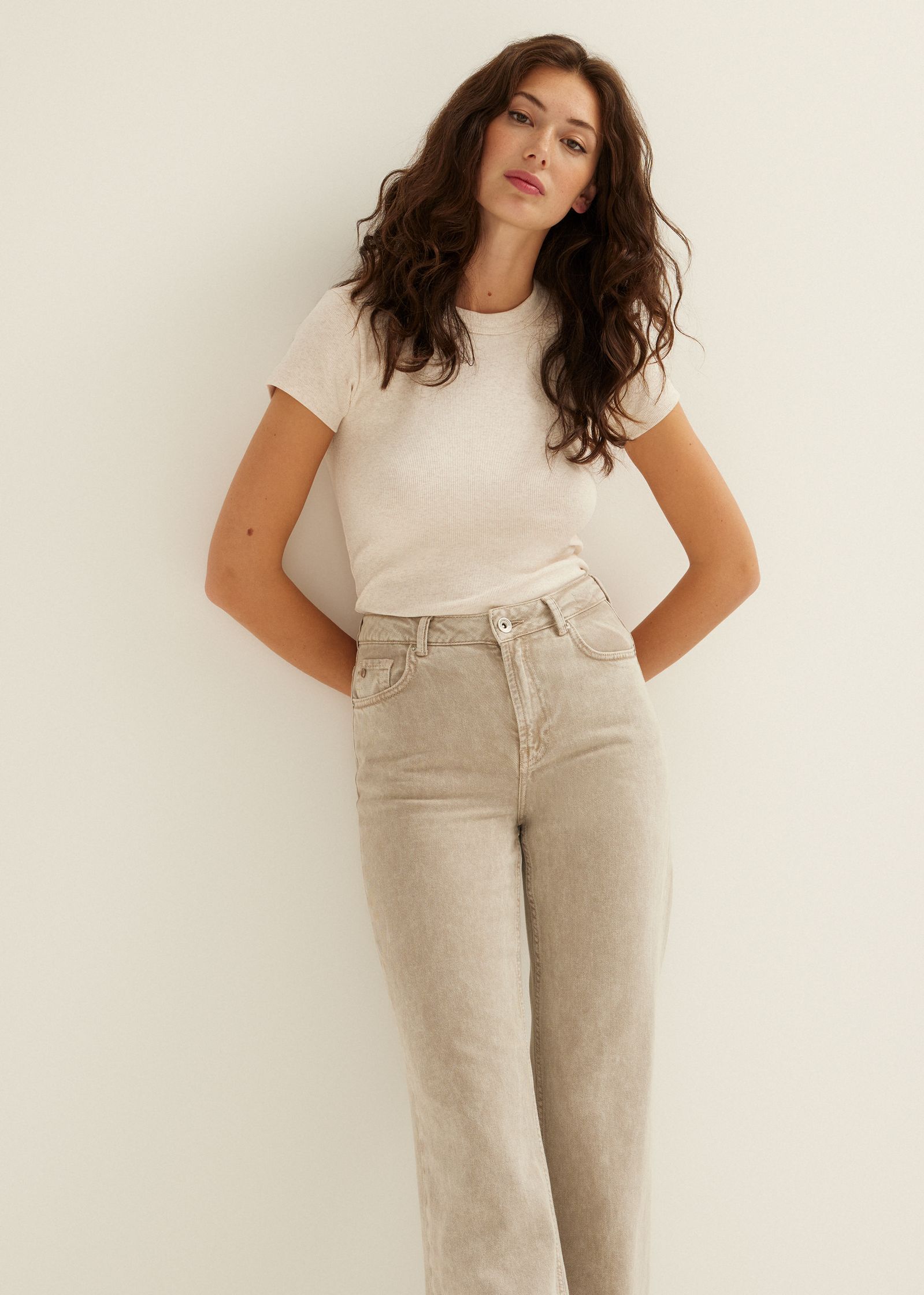 t-shirt met rib structuur