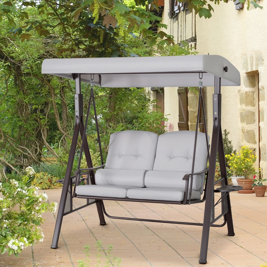 Outsunny Hollywoodschaukel mit Abstelltablett grau