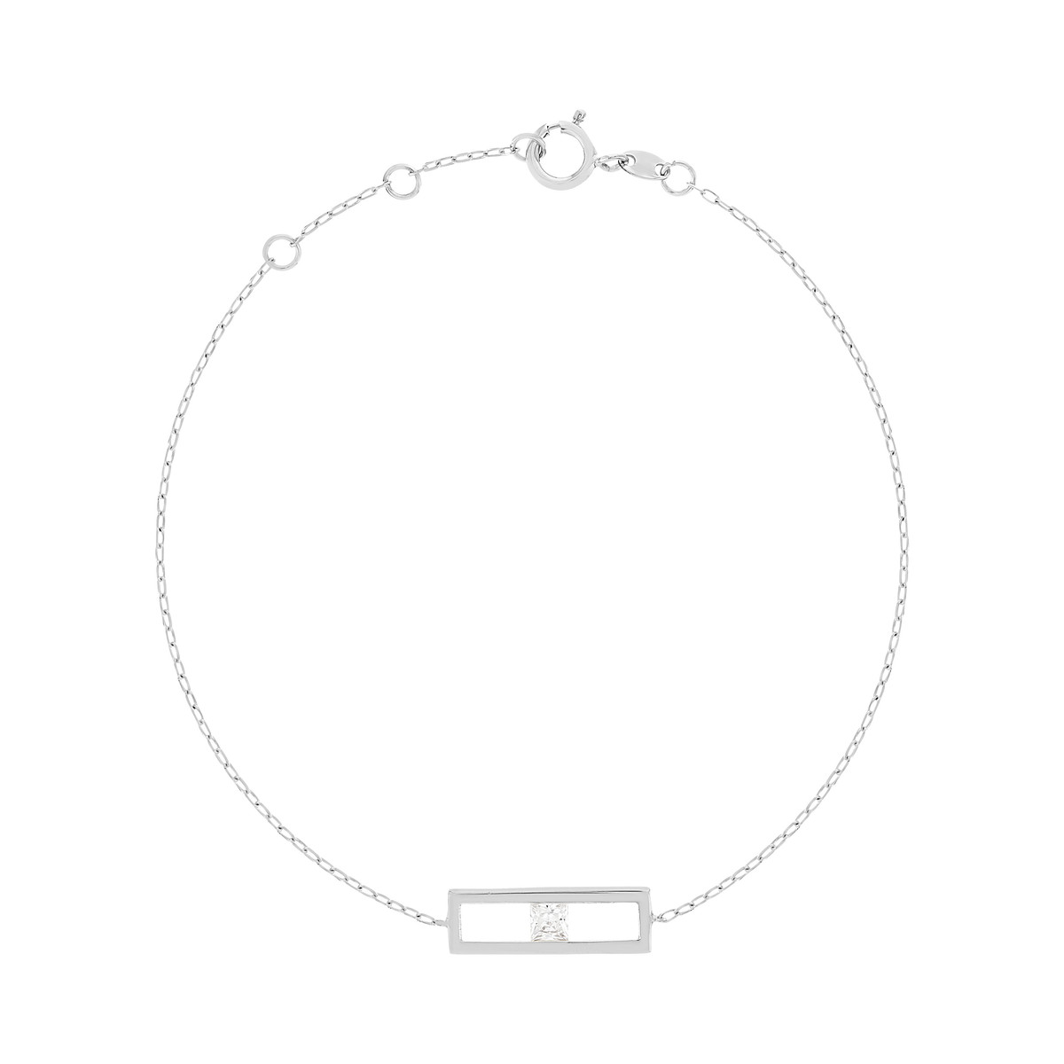 Bracelet or 375 blanc zirconia blanc