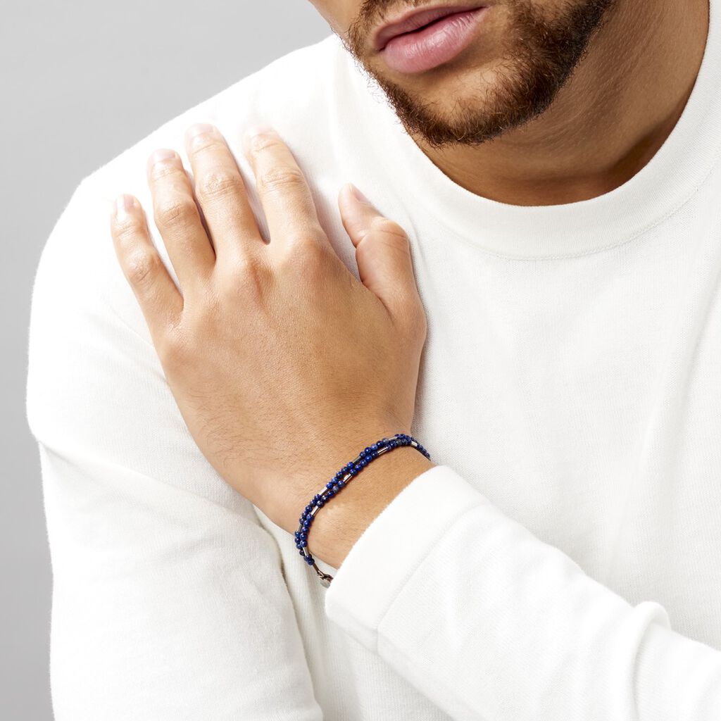 Bracelet Acier Blanc Augusto Lapis Lazuli