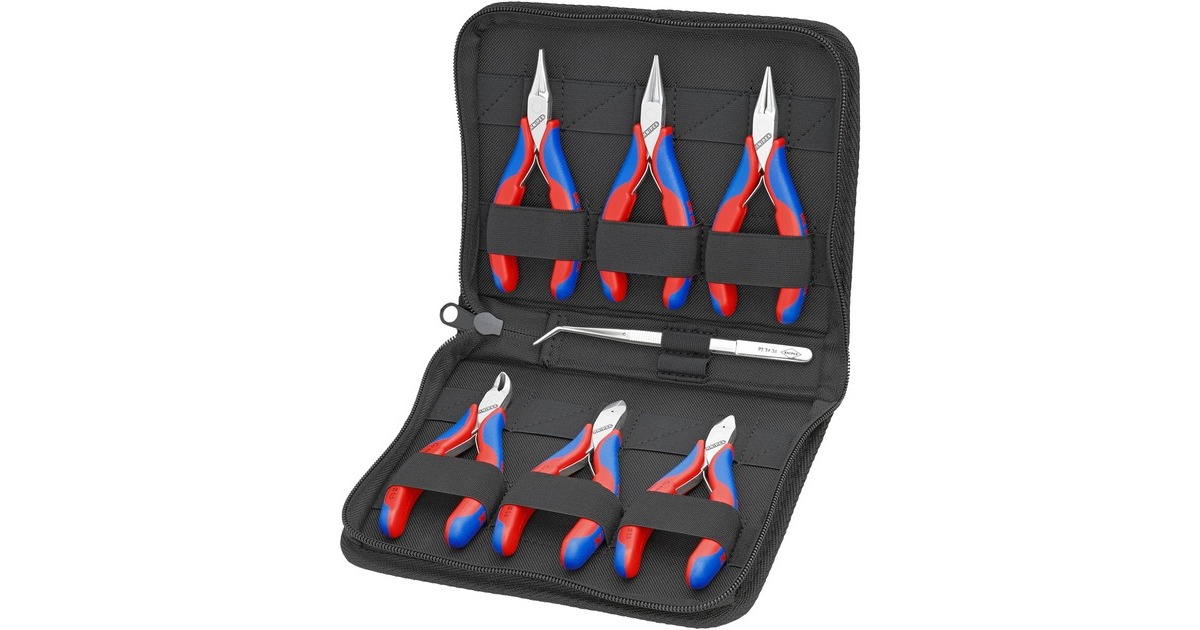 KNIPEX7-delige Etui 00 20 16 tangenset  (Rood/blauw)