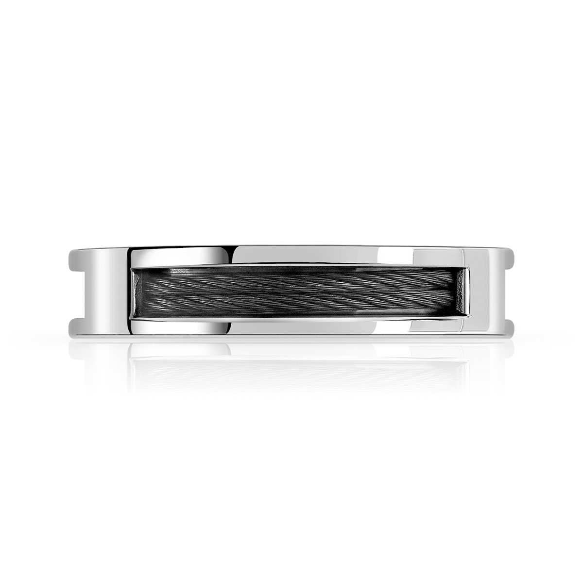 Bague acier cable noir