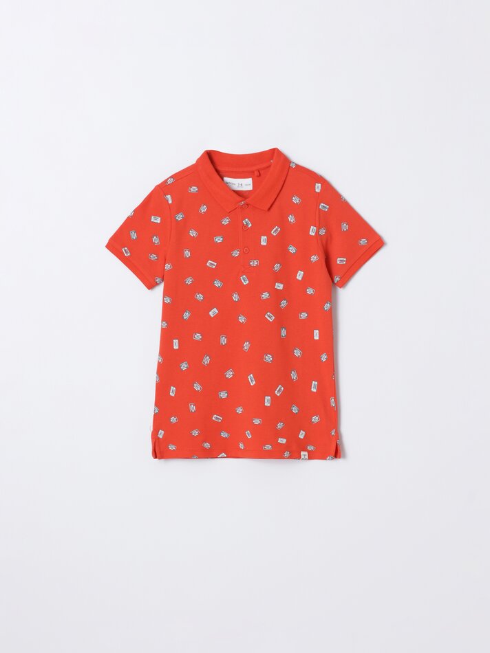 Camisa polo estampada - Laranja vibrante