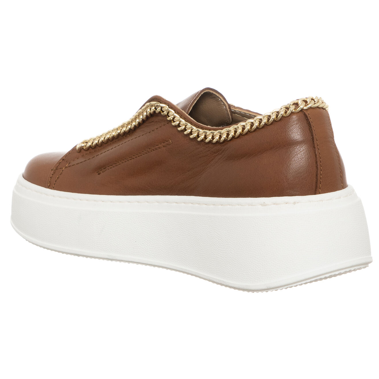 Loretta Pettinari Sneakers en Cuir Naplak marron/doré