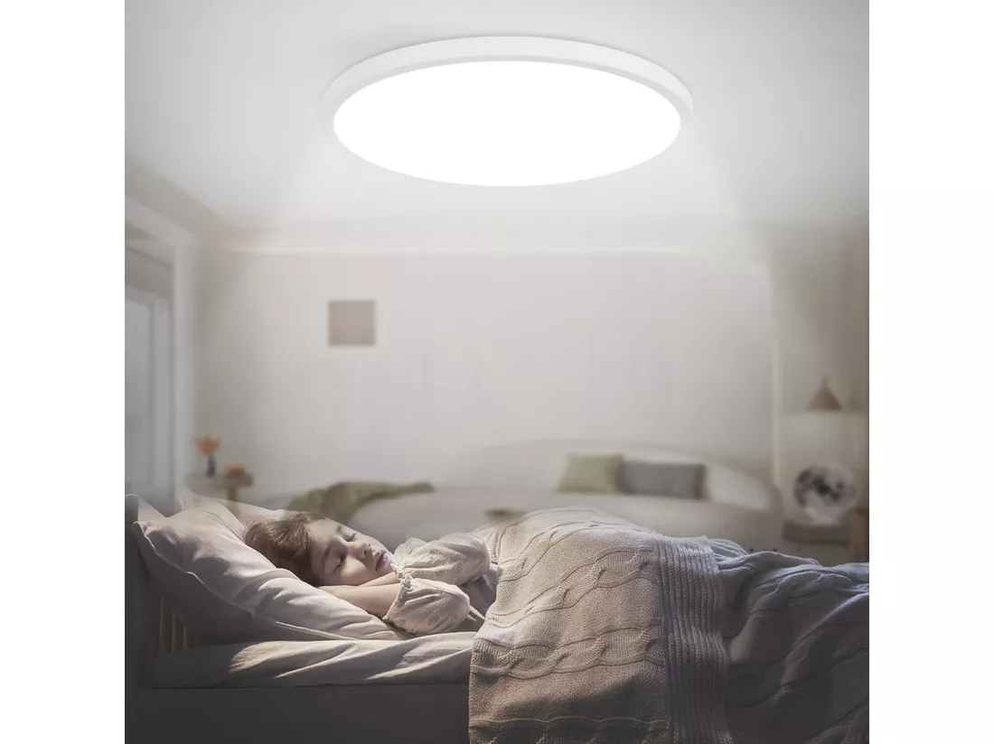 NETTLIFE plafonnier LED salle de bain Ø30cm lampe chambre lampe cuisine plate 4000K 18W lampe salle de bain IP44