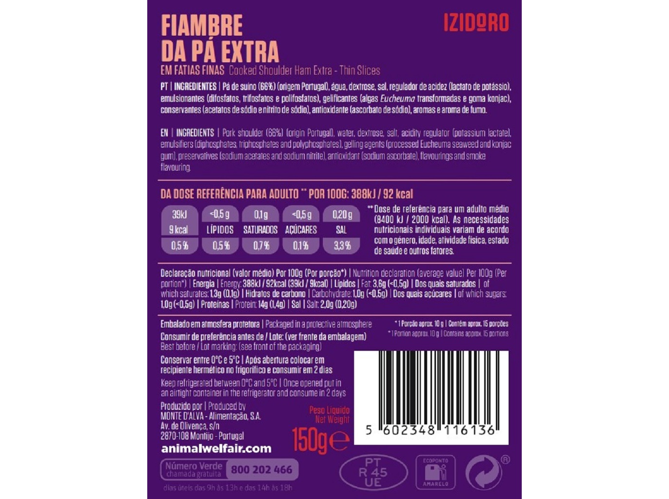FIAMBRE IZIDORO DA PÁ 150 GR