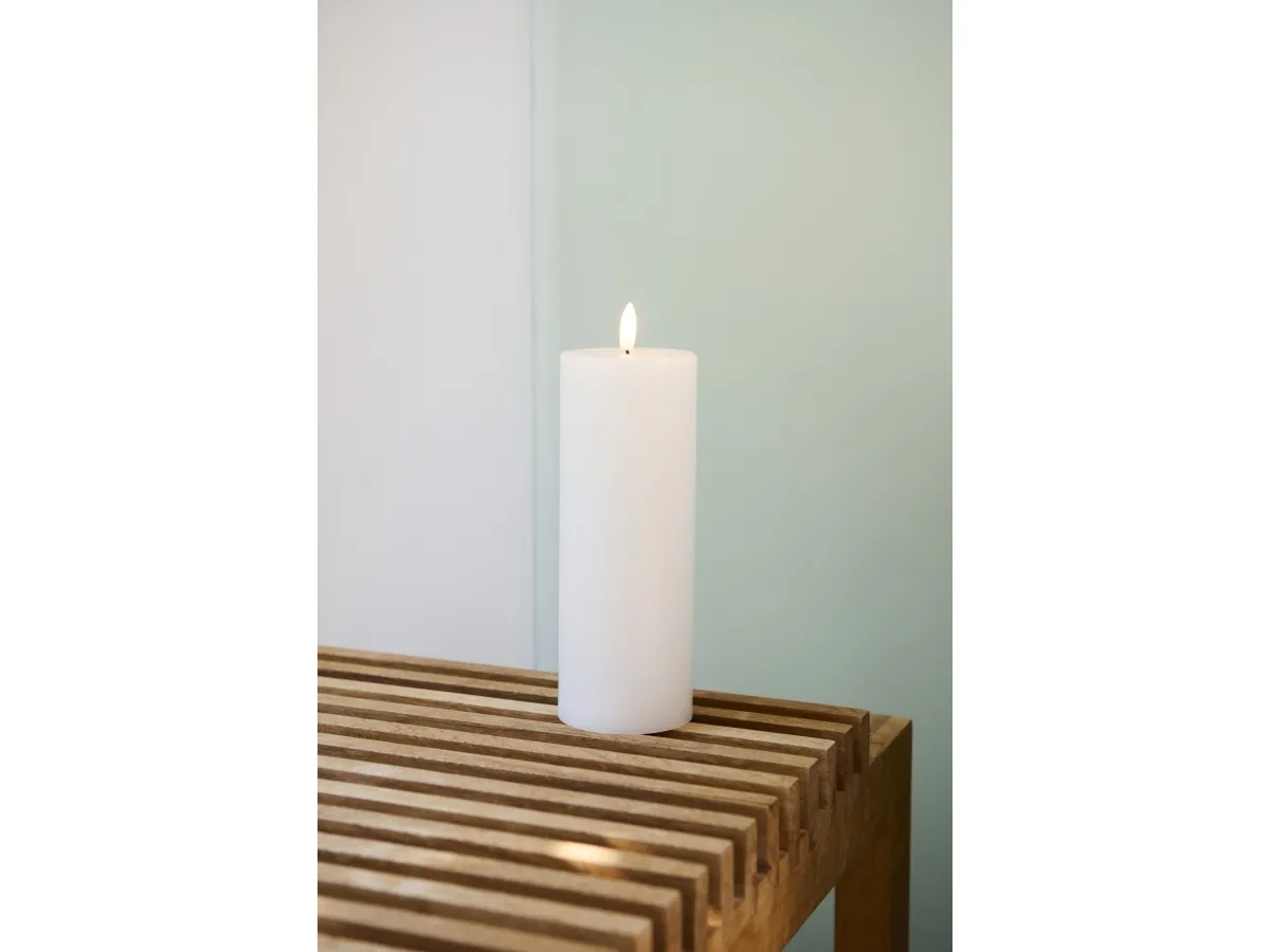 Sirius Sille Genopladelig Bloklys Hvid - Ø 7,5 cm - H 20 cm