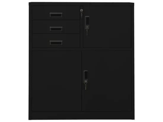Armoire de bureau Noir 90x40x102 Acier 2