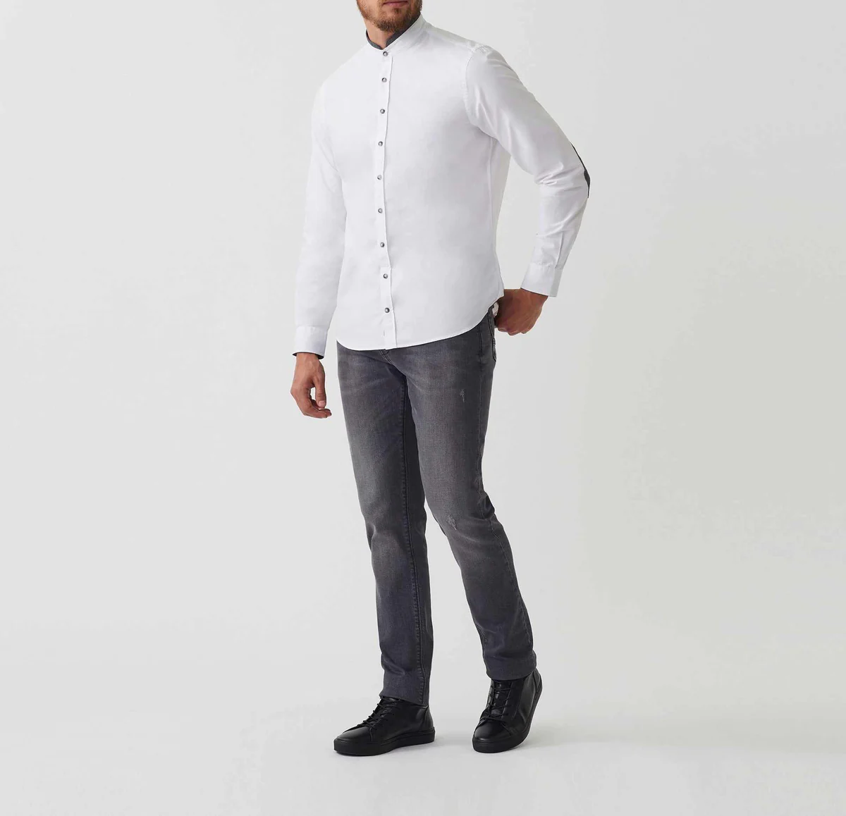 Chemise casual blanc-gris 