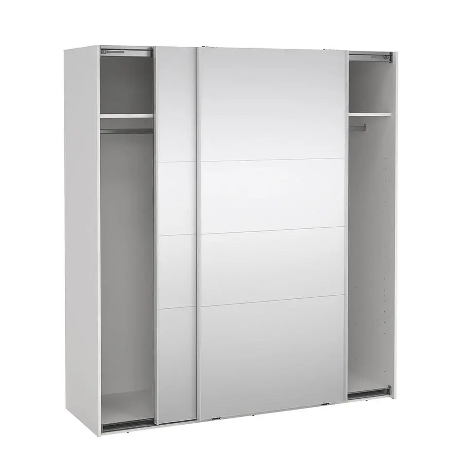 Hioshop Catania schuifdeurkast 2 deuren met spiegel 180x200cm wit