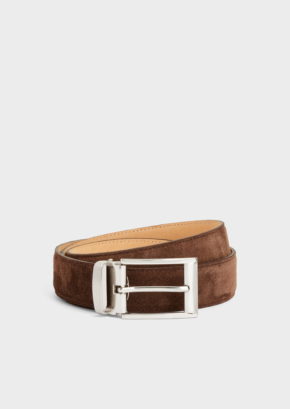 Ceinture ajustable en cuir nubuck marron glacé