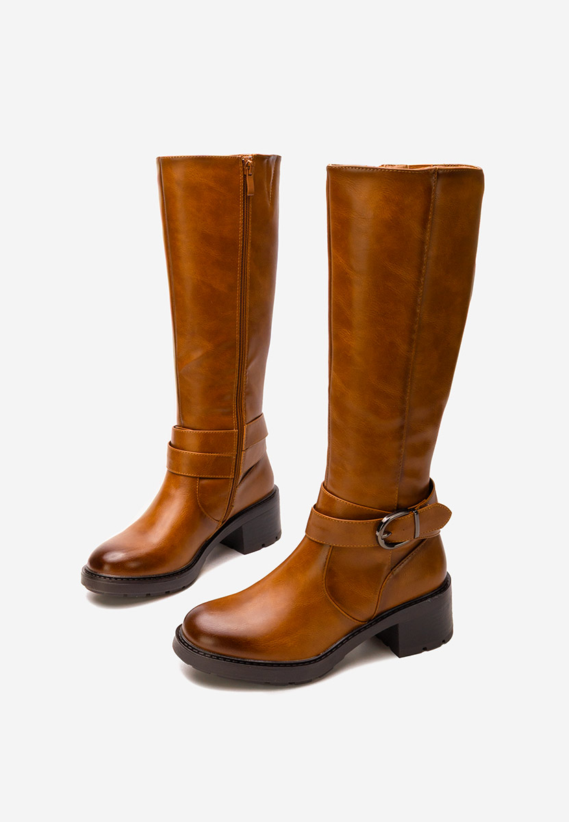 Bottes à talon carré chameau Esteria