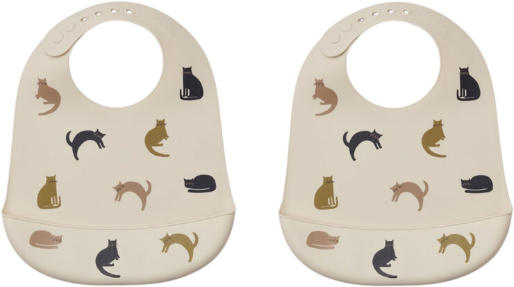 Liewood Tilda Silicone Bib 2-Pack Miauw / apple blossom mix