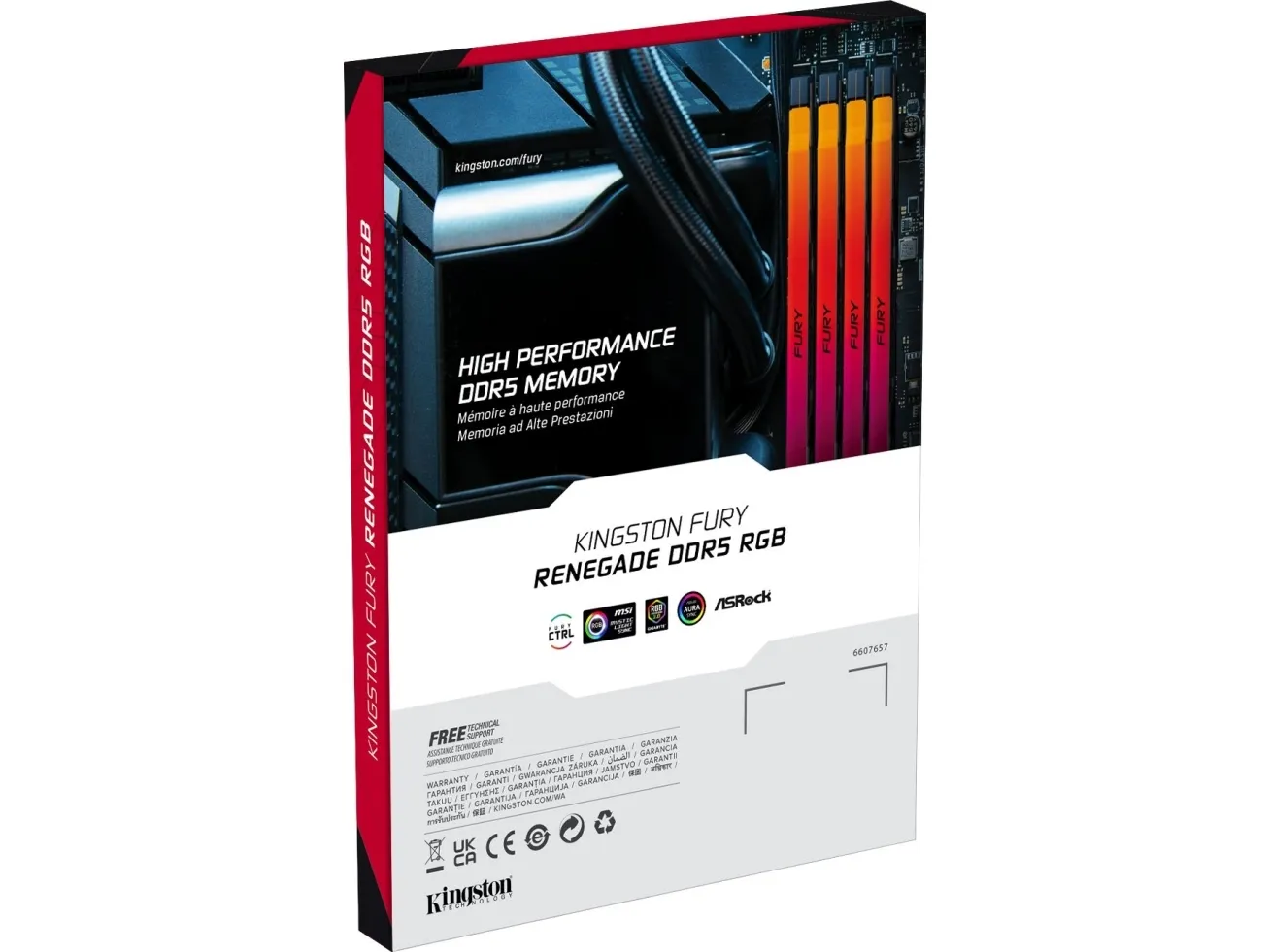 Kingston FURY Renegade RGB - DDR5 - modul - 16 GB - DIMM 288-PIN - 6400 MT/s / PC5-51200 - CL32 - 1.1 V - ikke bufferet - on-die ECC