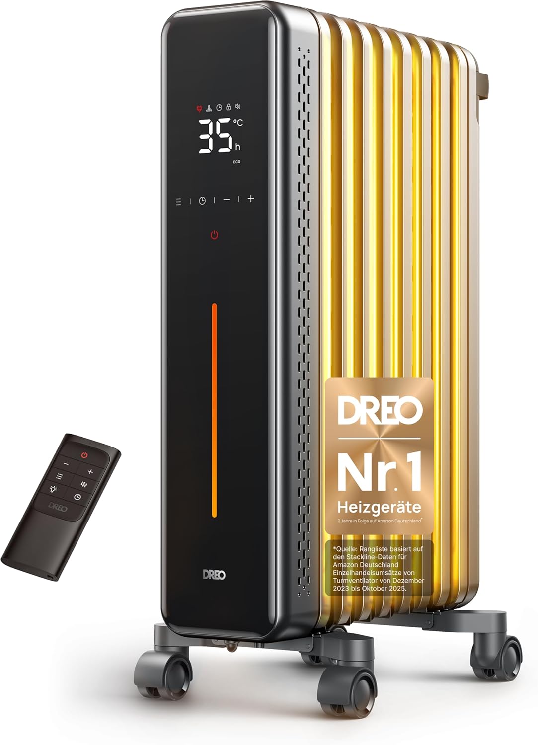 Dreo Ölradiator Energiesparend, 2000W Elektroheizung mit 9 Rippen, 3 Heizstufen, 4 Modi, 24h Timer, Überhitzungs-Kippschutz, Leiser Radiator Heizung Elektrisch mit Thermostat, OH521