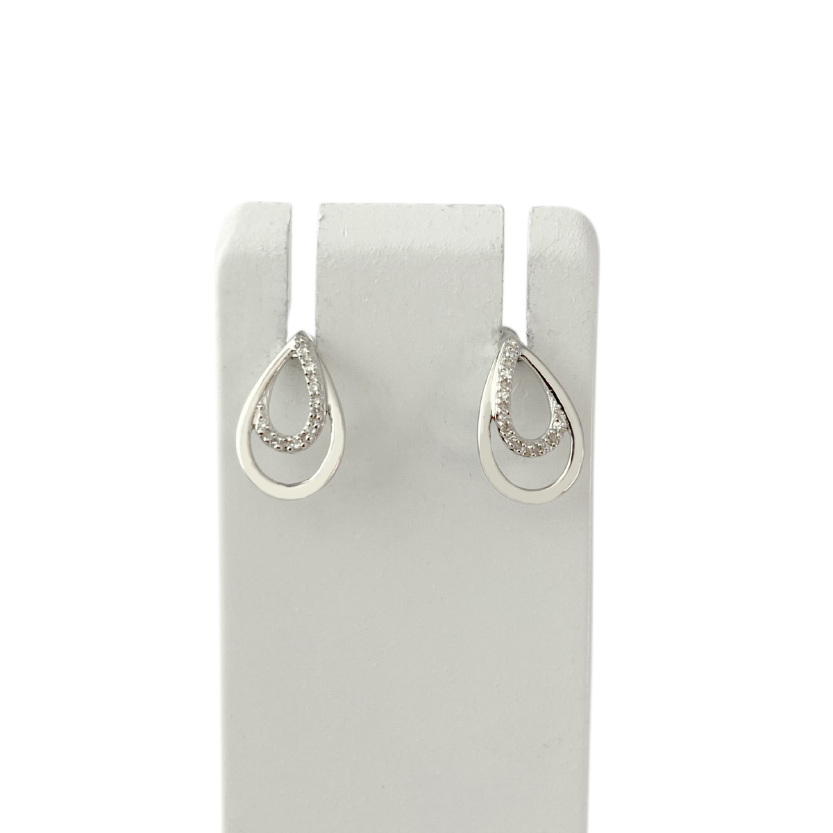 Boucles d'oreilles d'occasion or 375 blanc diamants