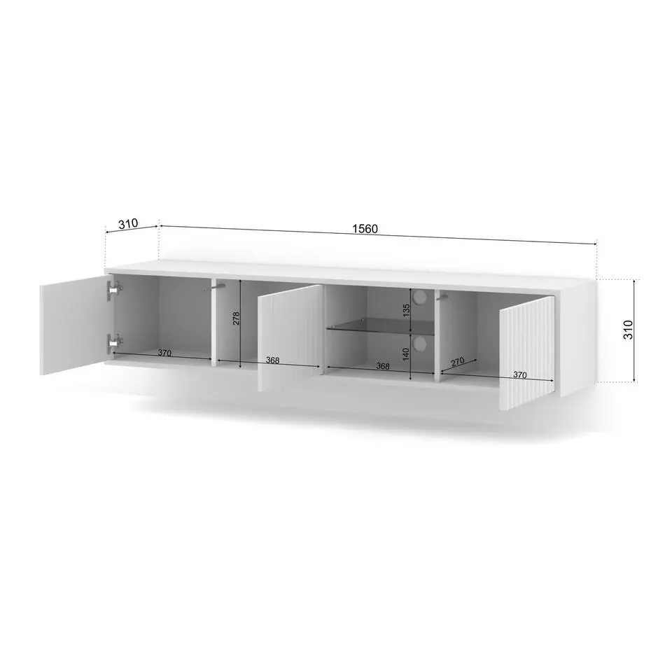 Homlando - Wandgemonteerd TV-meubel - Wit - Mita - 31x156x31 cm