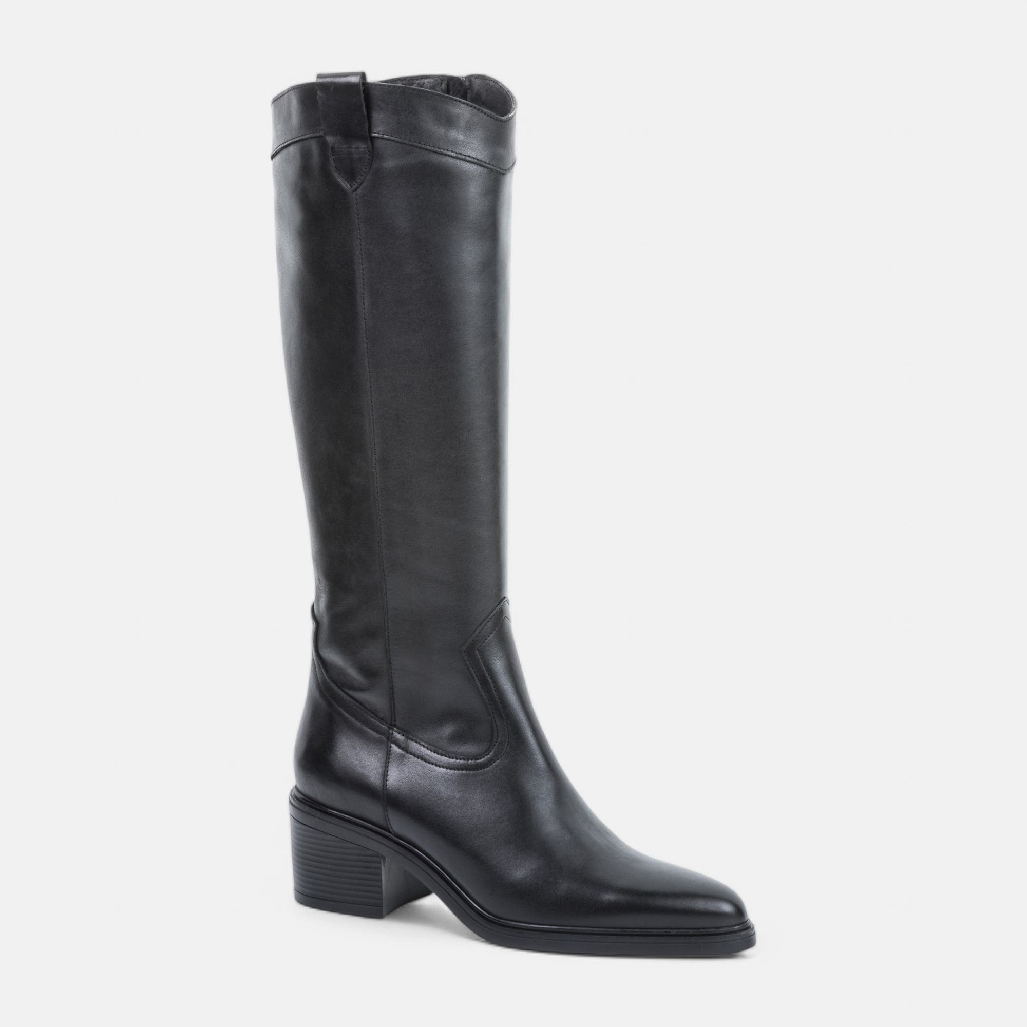 Bottes à talon Femme en cuir noir