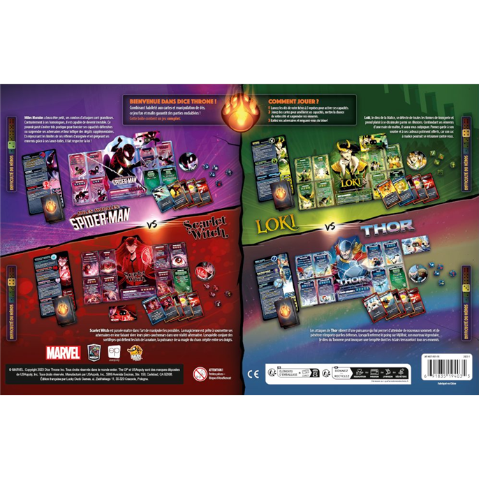 Dice Throne Marvel : Scarlet Witch, Thor, Loki, Spider-Man