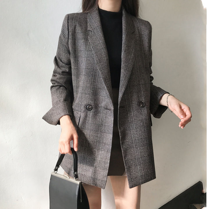 Soswift - Dubbelrijs geruite blazer