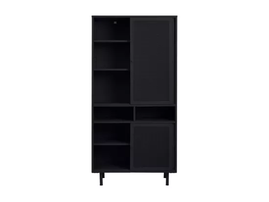 Kiso - Vaisselier 4 portes, 2 niches en métal H180cm - Noir