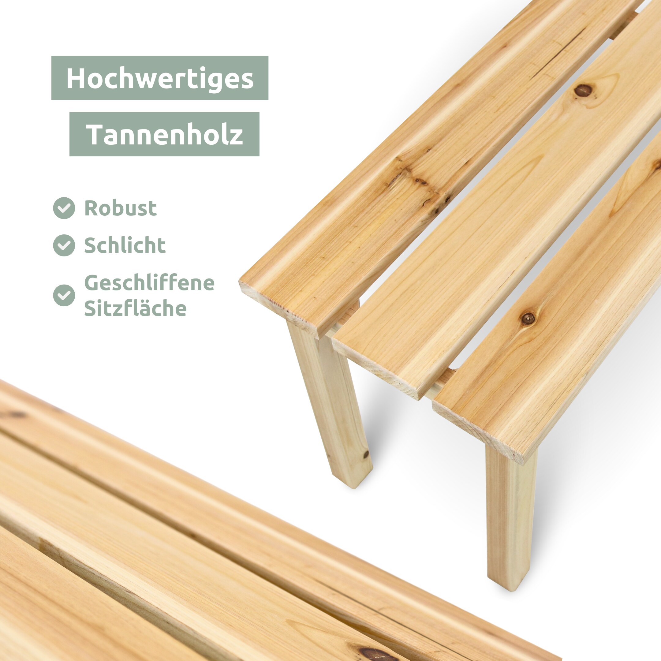 holz4home® Gartenbank aus Tannenholz I Bis zu 150 Kg Traglast I Holzbank 118cm lang | Natur