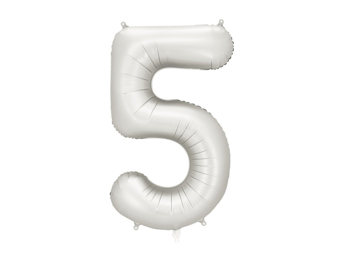5 Jaar Cijfer Ballon Zilver Satijn Folie Leeg 86cm