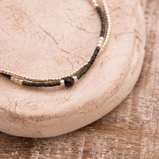 A Beautiful Story Willing Armbånd, Black Onyx, 16-22 cm