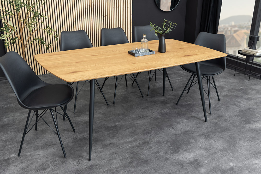 Industrial Esstisch APARTMENT 120cm natur Wildeiche schwarzes Metallgestell