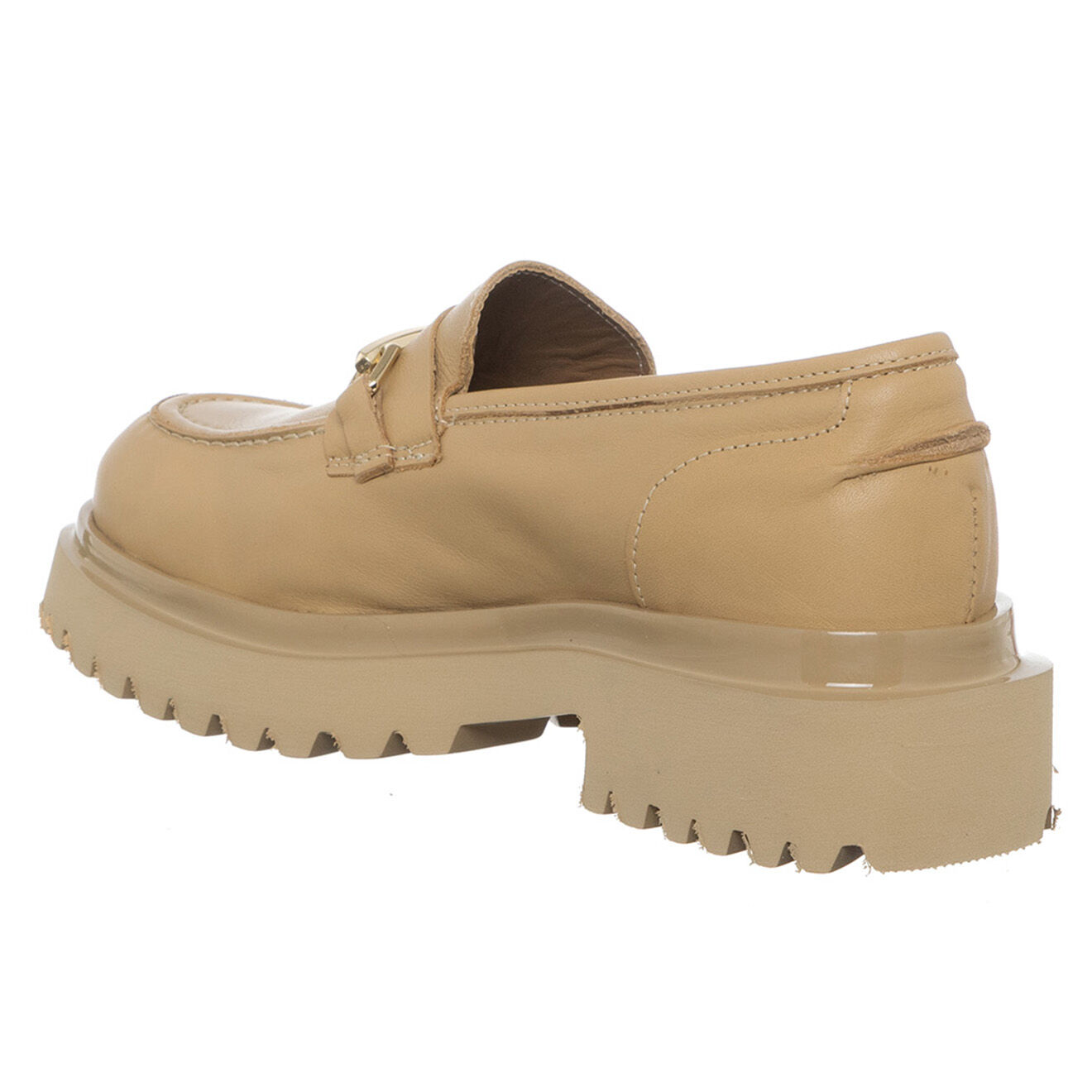 Loretta Pettinari Mocassins en Cuir Meringa beiges - Talon 5 cm