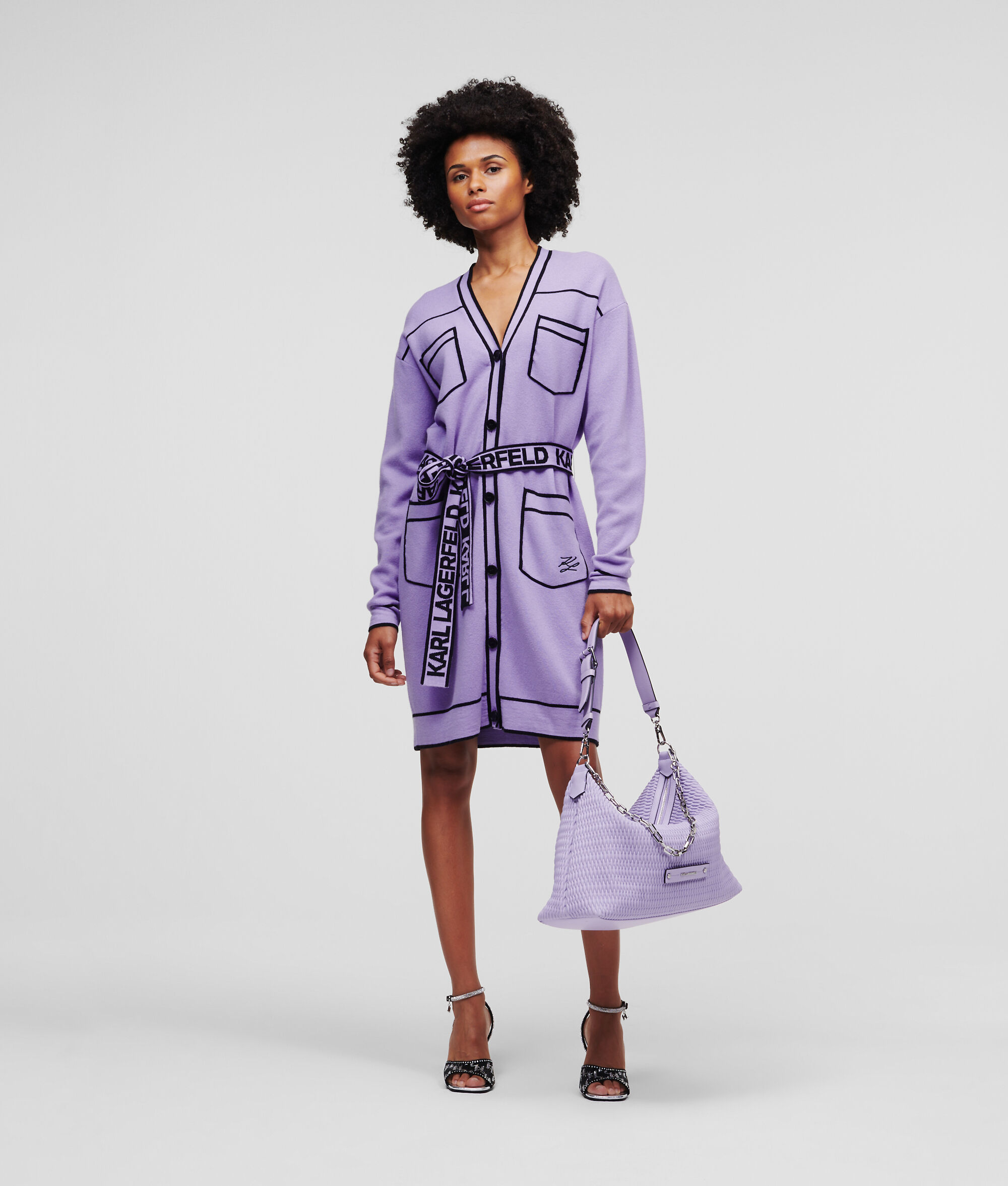 CARDIGAN AVEC CEINTURE ORNÉE DU LOGO KARL