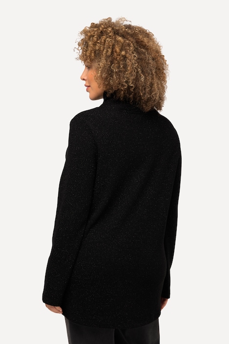Sweatshirt, Waffelstruktur, Glitter, Stehkragen, Langarm