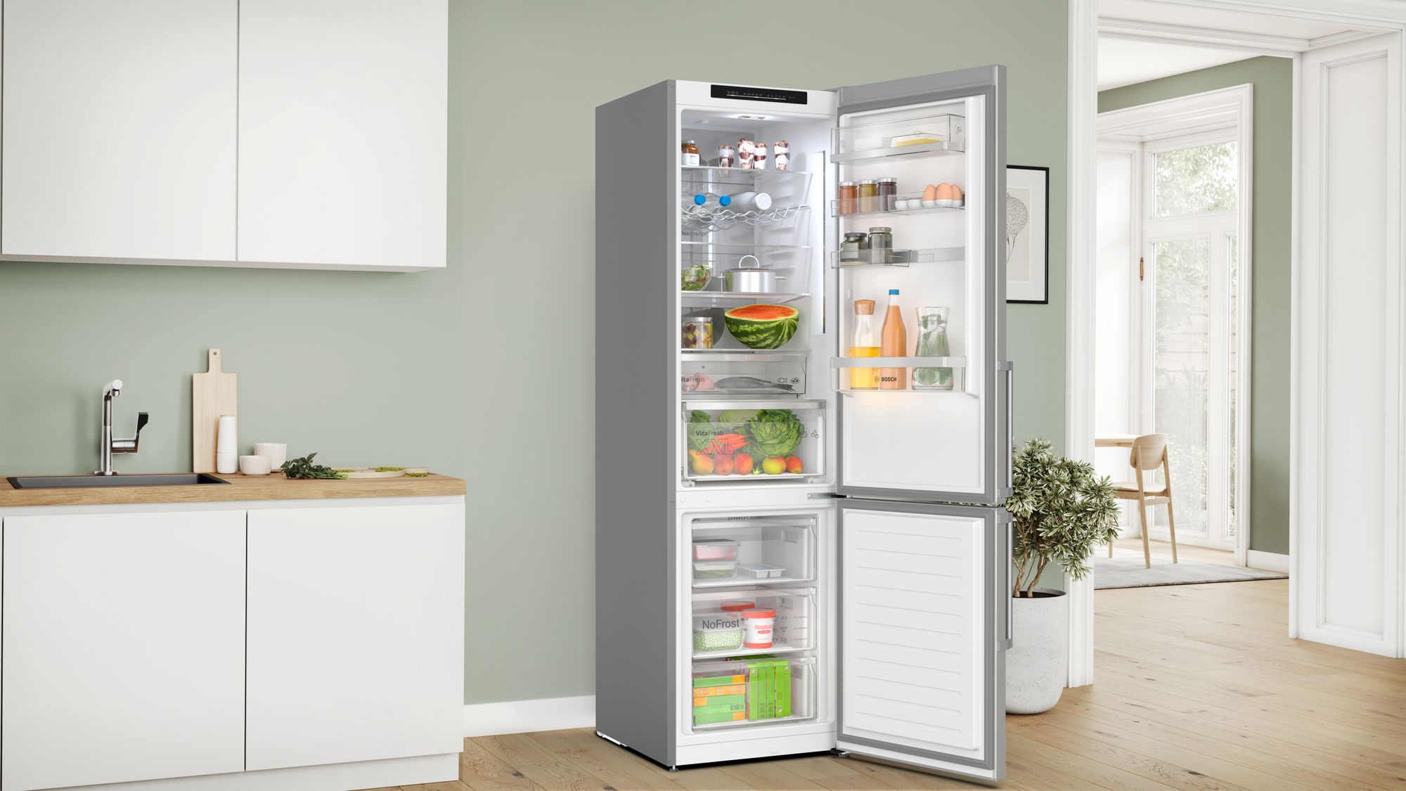 PRODUTO RECONDICIONADO # Refrigerador Combinado Independente Série 6 203 x 60 cm Aço Inoxidável Resistente a Impressões Digitais KGN39AIAT-B