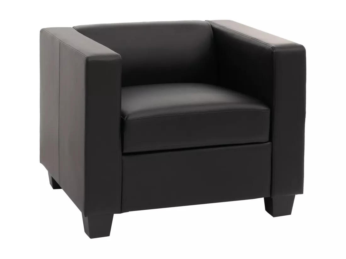 Fauteuil lounge Lille, cuir reconstitué, noir